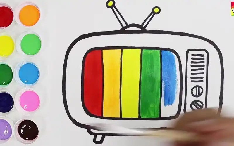【简笔水彩画】教你画电视机然后上色~超级简单的绘画,一看就会!