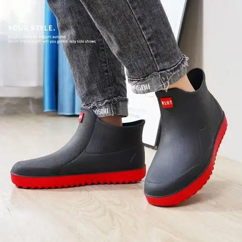 四季夏季雨鞋饭店厨房防滑胶鞋加绒绿色(无棉款b)(无棉款)39>800_800