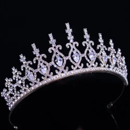 奢华精致锆石女王皇冠水钻婚纱头饰超仙生日发饰