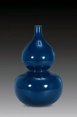 0640 民国 蓝釉葫芦瓶