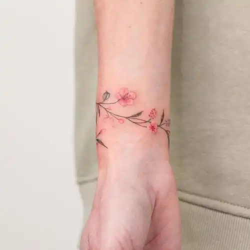 超好看的花环纹身手环纹身