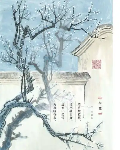 古诗简析大寒节气,梅花开了,褐色的枝子上挂着一簇簇白的,粉的小花,薄