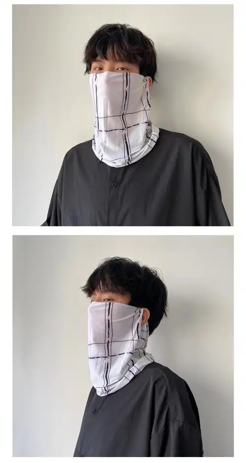 夏季防晒面罩男挂耳护颈脖子防晒紫外线遮脸透气开车骑行面纱男韩版卓