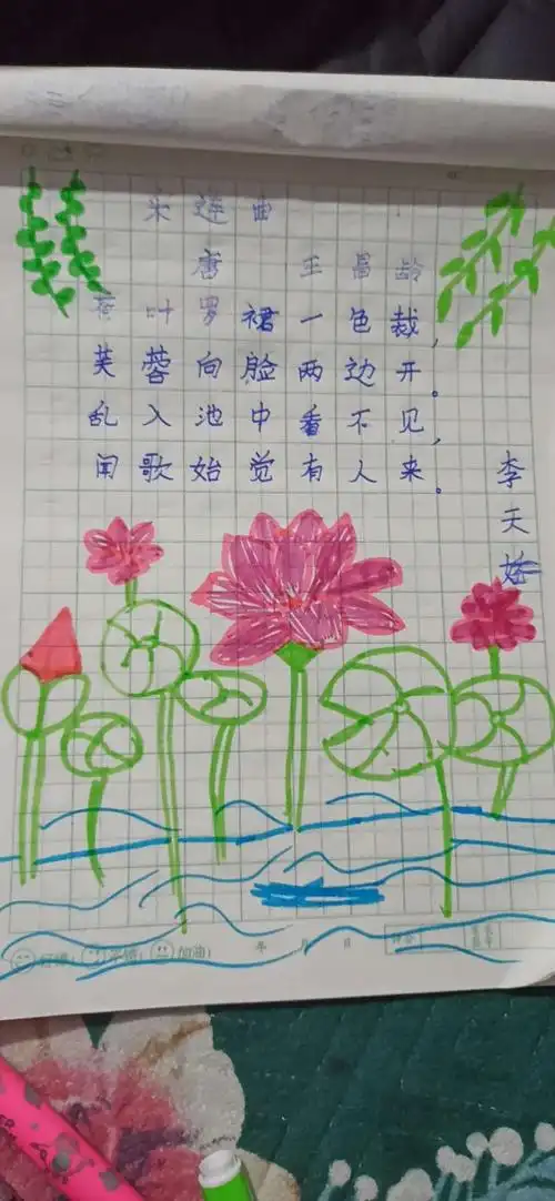 2020年11月19日古诗《采莲曲》配画