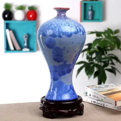 200景德镇陶瓷古典手工薄胎结晶釉花瓶摆设家居陶瓷装饰摆件