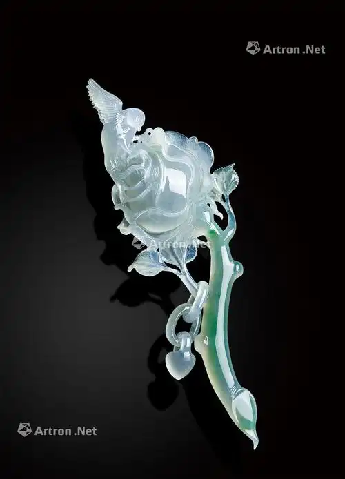 4119 缅甸天然翡翠玫瑰花摆件