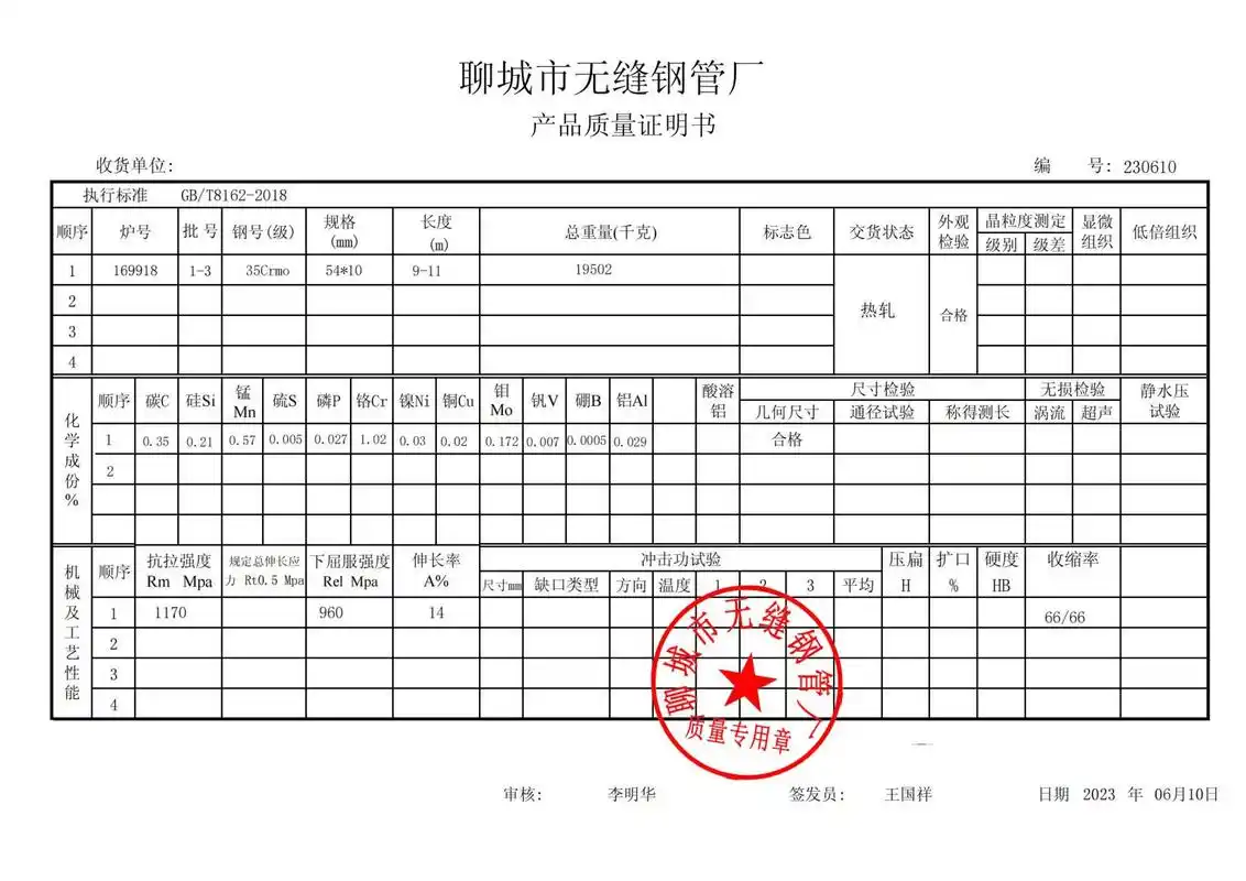 "今天拿到了35crmo材质报告,有一种莫名的成就感.