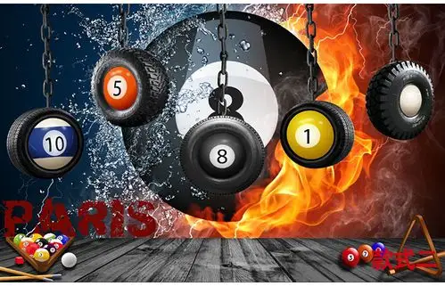 3d立体创意台球厅装饰壁画健身房背景墙纸性感美女桌球室装修壁纸