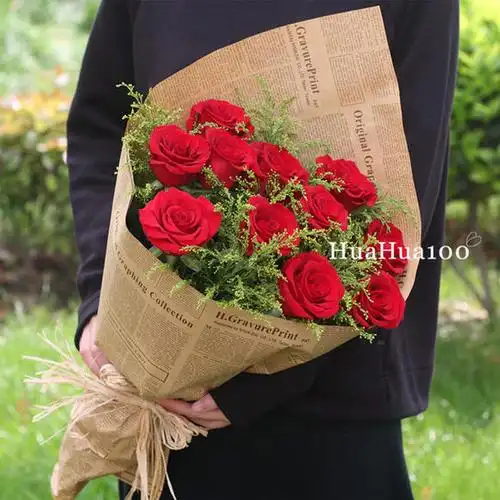 一心一意z-1款丨11朵红玫瑰黄莺花束