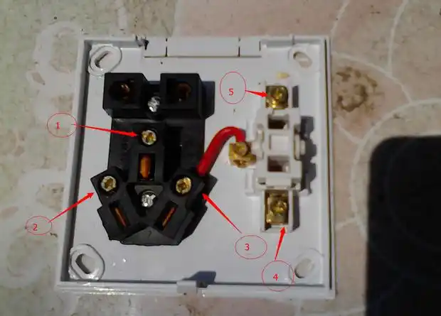 一个标有l字样家用照明电路两相电之三孔插座, 接线颜色一般为棕