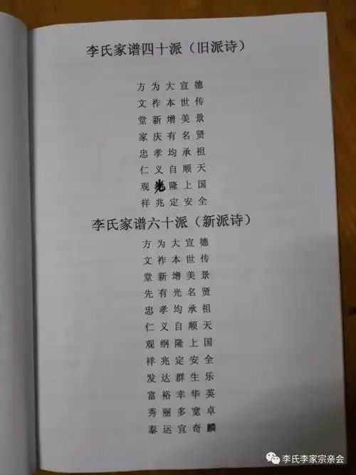 李氏中华李氏家谱字辈重庆