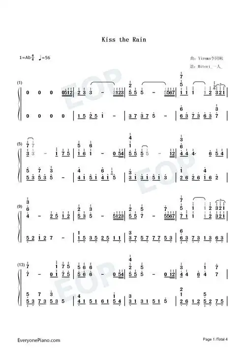 kiss the rain原版-李闰珉-eop教学曲