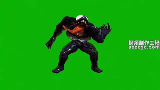 漫威毒液吐舌头绿屏素材绿幕素材抠像