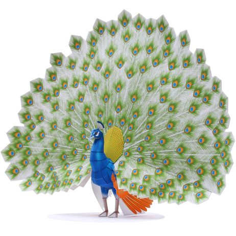 儿童手工折纸diy拼装立体3d纸质模型制作动物玩偶孔雀鸟孔雀开屏