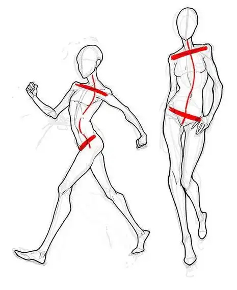 【板绘素材】人物姿势与重心的绘画素材模板 - 半次元 - acg爱好者