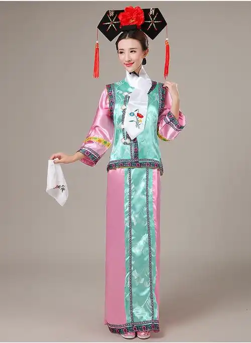 伊必圣 清朝服装女古装公主娘娘成人宫廷满族还珠格格旗服宫演出 浅绿