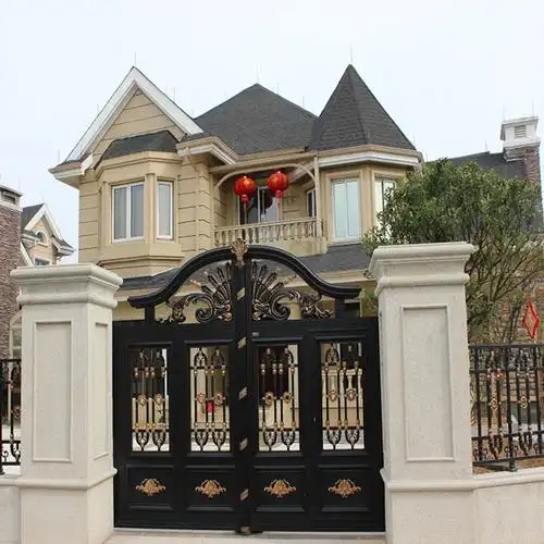 庭院门豪华铝艺大门别墅铝合金高档欧式大门-平开门
