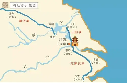 隋运河示意图.地图源自《中国历史地图集》,绘图/q年