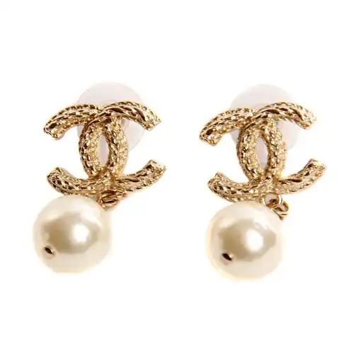 chanel(香奈儿)女士双c珍珠吊坠耳钉