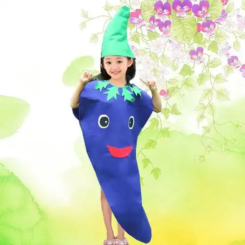 六一儿童节成人水果演出服蔬菜造型幼儿园环保时装秀亲子表演服装石榴