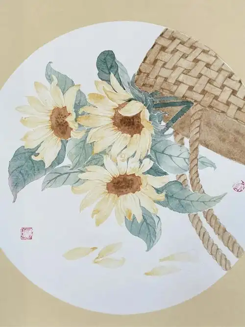 国画没骨画打卡43100向日葵过程图