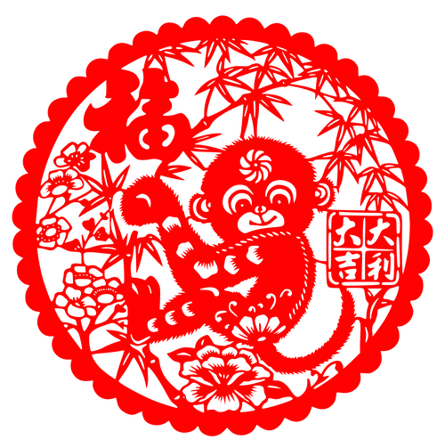 生肖猴剪纸,手工剪纸,呆萌可爱的小猴子