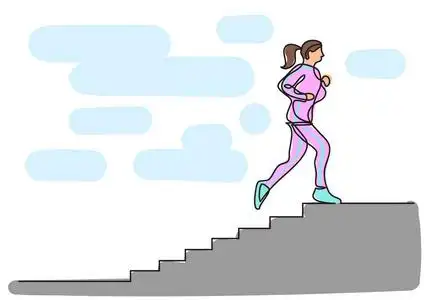 奔跑线条一幅妇女在楼梯上奔跑的线条图照片