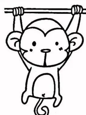 小猴子简笔画涂色可爱