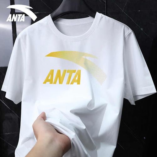 安踏(anta)短袖t恤男装夏季薄款圆领潮流大logo纯色舒适透气跑步上衣
