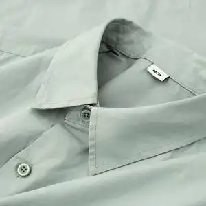 美式重磅淡绿色长袖衬衫女灰绿色浅绿色宽松情侣翻领衬衣男早春潮