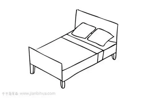 教程双人床简笔画图片 床简笔画床简笔画简单画法公主床简笔画图片