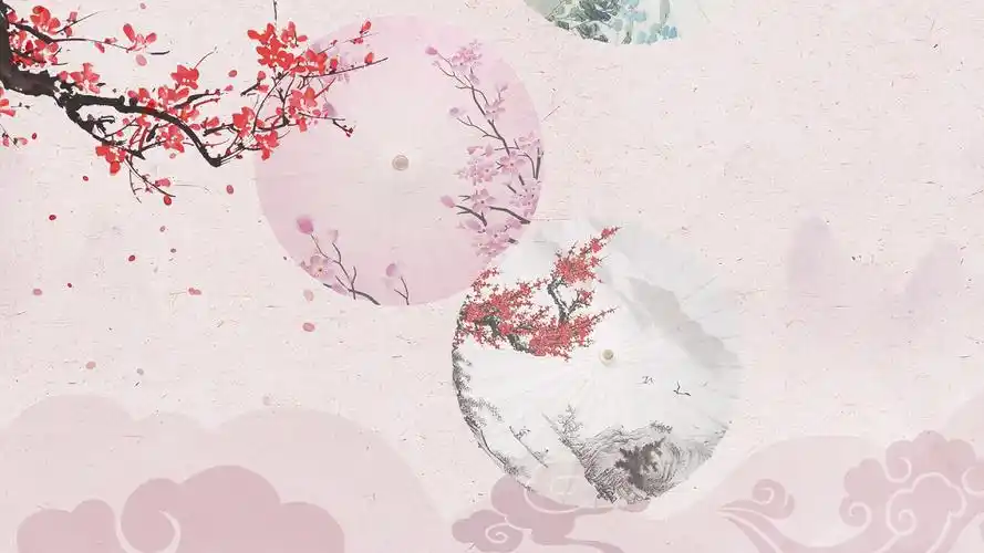 中国风古风水墨油纸伞飘落歌舞古诗词诵读舞台背景视频