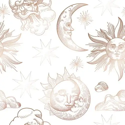 日月复古无缝东方图案图片