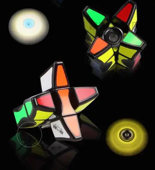 指尖魔方指间陀螺一阶魔方指尖陀螺解压神器玩具手指 透明蓝(透明礼盒