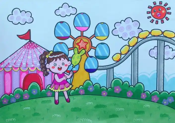 星星也画歪了有好用的高光笔分享一下呢#游乐园#儿童画#自学画画