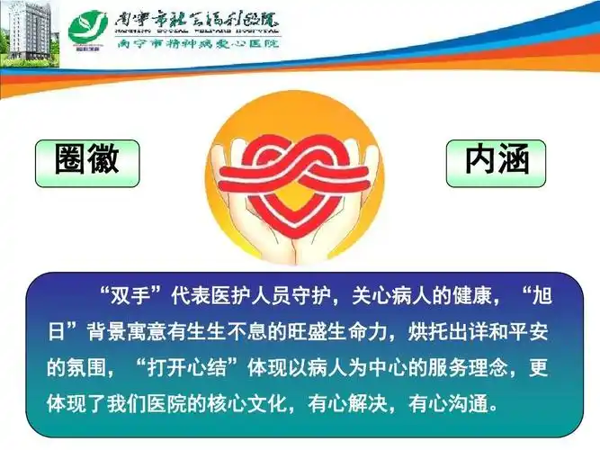 圈徽 内涵 "双手"代表医护人员守护,关心病人的健康,"旭 日"背景寓意