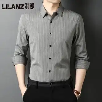 利郎爸爸衬衫长袖薄款春季中老年男士衣服4050岁中年男休55215灰色165