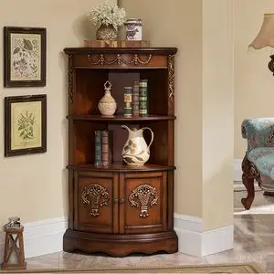 欧式客厅实木三角柜中式卧室拐角柜子美式餐厅墙角酒柜转角电视柜