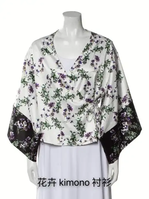 花卉kimono衬衫