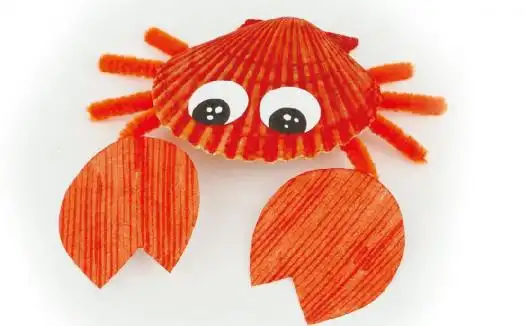 废物利用手工小制作:蚌壳大螃蟹