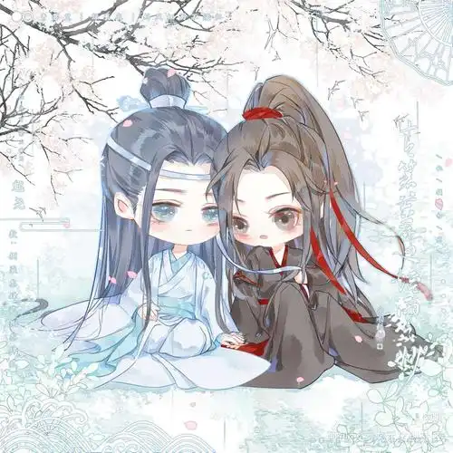 忘羡小q_魔道祖师魏无羡蓝忘机忘羡q版插画头像相靠绘画作品