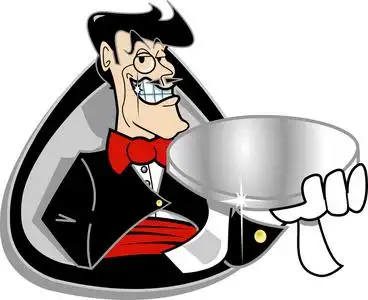 同时拿出一盘微笑的友好男管家照片