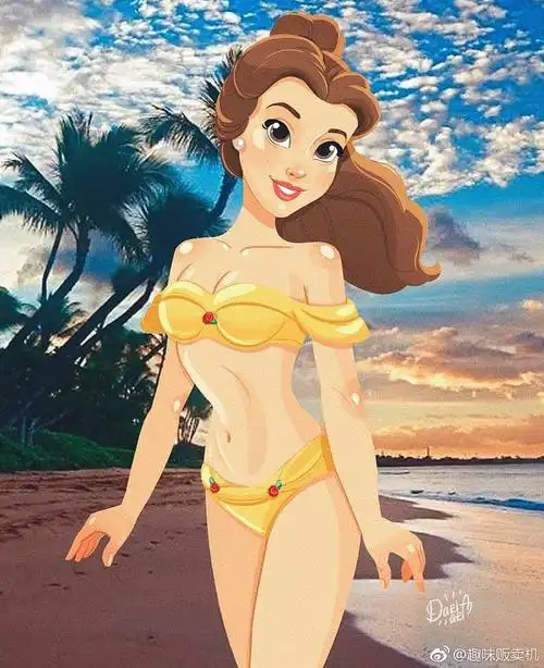 当迪士尼的公主们穿上比基尼插画家dariainsdariart
