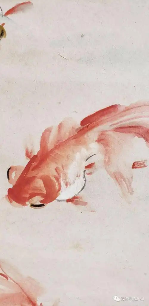 每日一画汪亚尘金鱼图原装裱立轴高清版