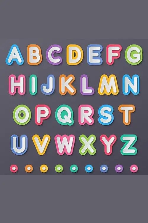 彩色q版英文卡通字母