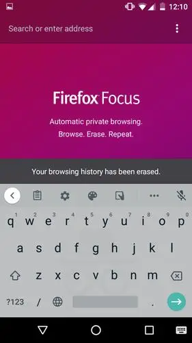 firefox focus does not seem to completely erase history