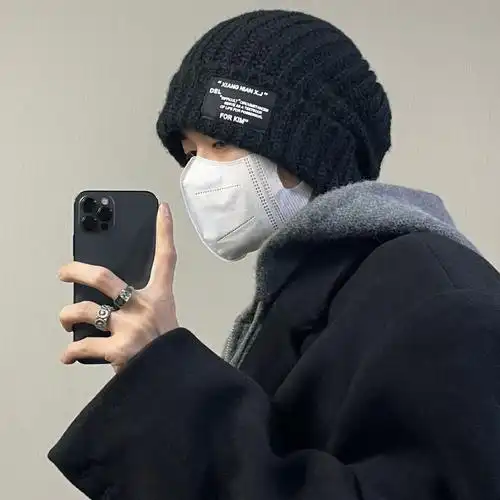 帽子男士冬季潮牌针织帽男款毛线帽保暖冷帽大头围堆堆帽加厚棉帽