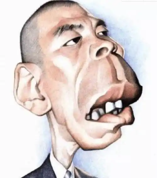 虽然画的十分夸张,但很好的突出了这位圈内名人的特点,那就是龅牙和