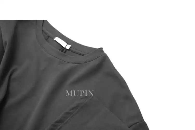 极简 黑白灰舒适柔软不规则设计纯色五分袖t恤女中长款打底衫18秋