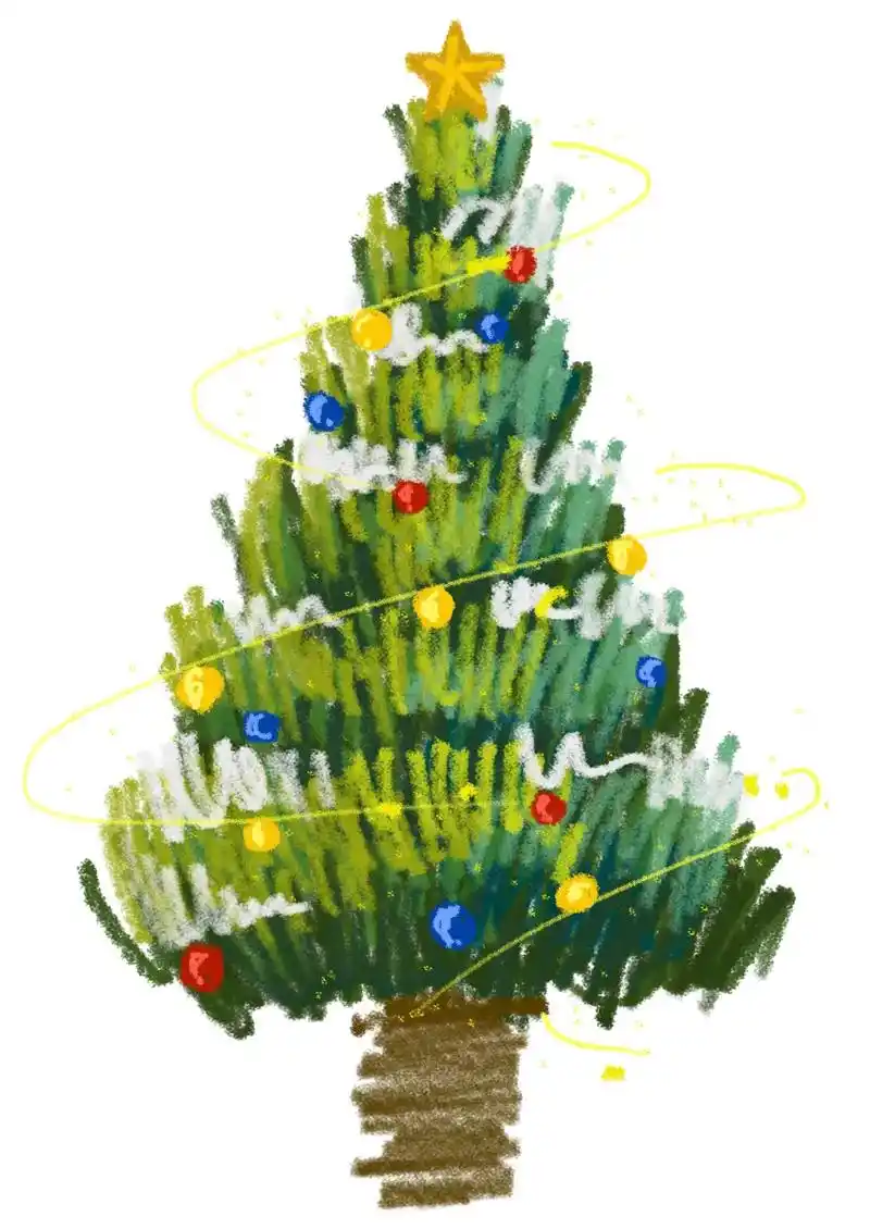 把星星藏进圣诞树里#备忘录手绘 #画渣日常 #手绘圣诞树 - 抖音